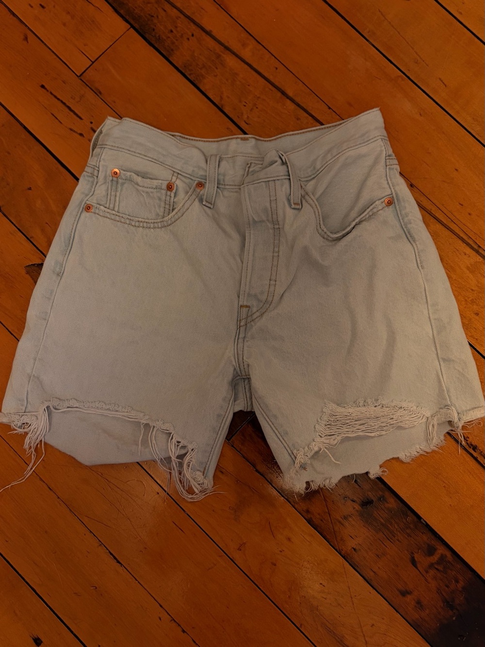 Levi's Light Blue Distressed Denim Cutoff Shorts